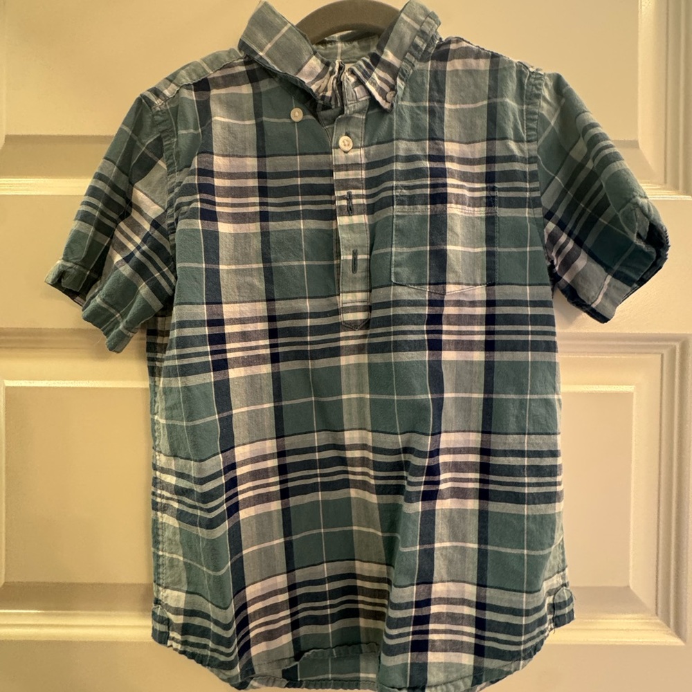 Janie and Jack Blue and Green Plaid Button Down Shirt